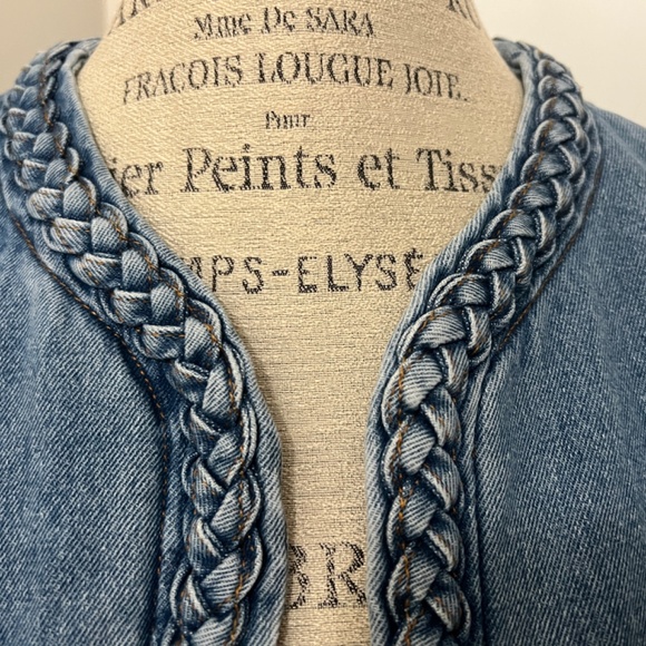 A Loves A Denim Braided Crew Neck Open Front Long Sleeve Jacket Size XL - rare! - Picture 2 of 13